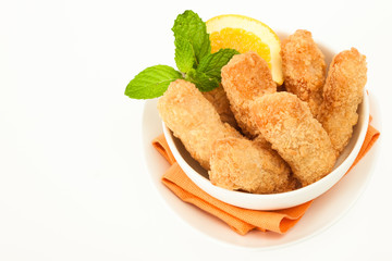 Fried nuggets in a bowl