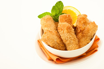 Fried nuggets in a bowl