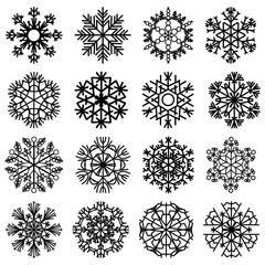 Flat snowflakes. Icons isolated on a white background