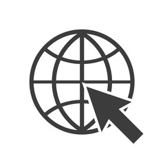Globe with arrow icon in a flat style web - obrazy, fototapety, plakaty