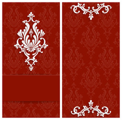 Vector Red Floral 3d Background. Template for Christmas or Invitation Cards