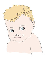 Kid on a white background.