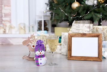 New Year card with a snowman
