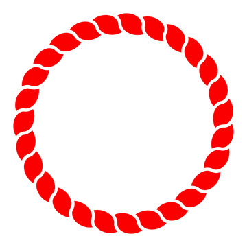 Circle Red Rope Vector Line Art Isolated