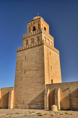 Obraz premium Ancient Great Mosque, Kairouan, Sahara Desert, Tunisia, Africa,