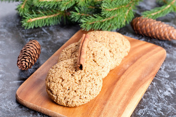 delicious oatmeal cookies and fir branches