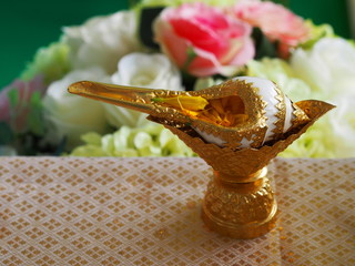 Conch for water bride and groom in wedding of Thailand