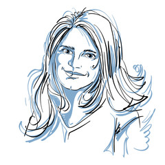 Hand-drawn vector illustration of beautiful romantic woman 