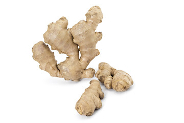 Fresh ginger on white background