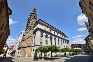 Ansbach, Germany - Street view with historic buildings in Ansbach, Bavaria, region Middle Franconia, South Germany