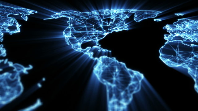 glowing blue world map panning seamless loop 4k (4096x2304)
