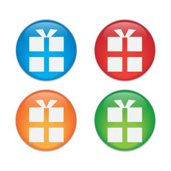 vector gift box icon. glossy button
