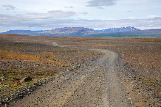 Winding dirt road in Iceland