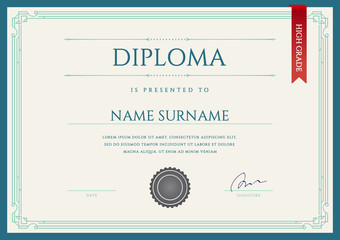 Diploma or Certificate Premium Design Template in Vector
