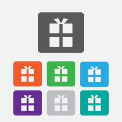 Obraz premium vector gift box icon. Round color square buttons.