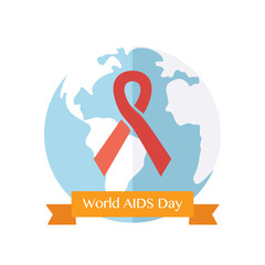 World AIDS day. Concept with globe and ribbon.