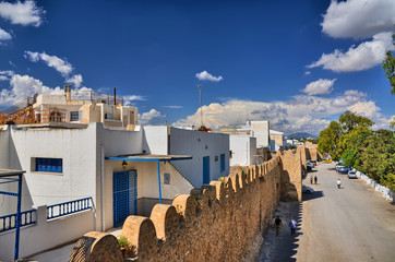 Wall of ancient Medina, Hammamet, Tunisia, Mediterranean Sea, Af