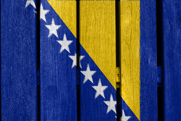 bosnia and herzagovina flag on wood