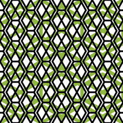 Bright symmetric endless pattern with zigzag black lines, vivid
