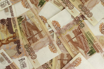 Russian roubles banknotes background