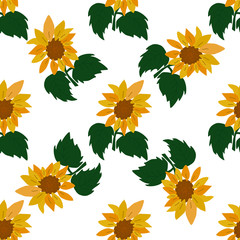 Green leaves and sunflower