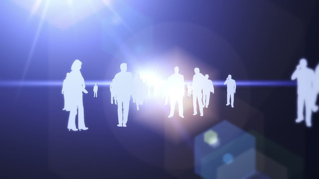 Business people corporate silhouettes animation - 1080p. Business people corporate animation towards camera with lens flare. Background and transition - 1080p