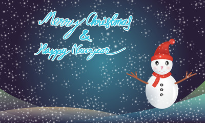 Naklejka premium Merry christmas and happy newyear with snowman
