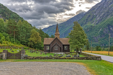 Fototapeta na wymiar The church among the mountains