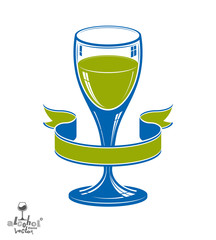 Alcohol theme vector art illustration. Festive goblet with decor