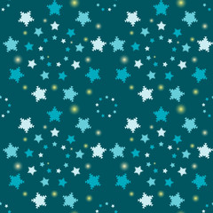 Seamless vector background with snowflakes and lights/ Seamless vector background with snowflakes and lights