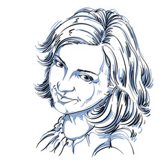 Hand-drawn vector illustration of beautiful happy and pleased wo