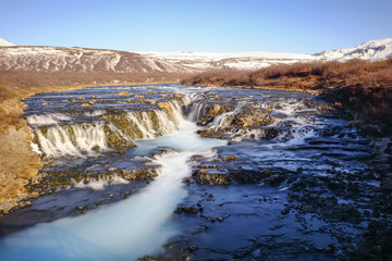 Bruarfoss Waterfall in Iceland Daylight Long Exposure