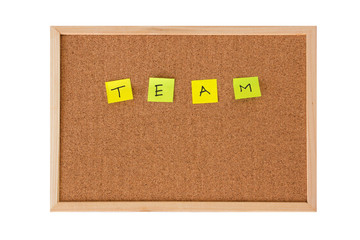 notice board with word "TEAM" 