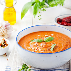 Tomato soup with sun dried tomatoes and olive oil 