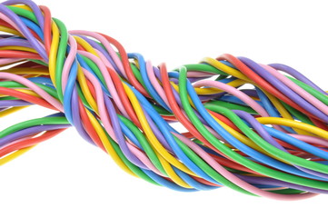 Electric cables isolated on white background