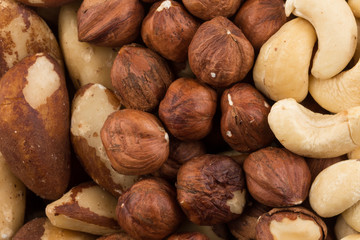 mixed nuts background above closeup