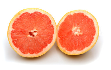 Naklejka na ściany i meble Grapefruit half cut isolated on white background