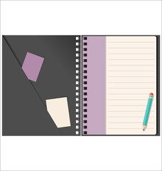 Lined blank notebook with spiral isolated on white