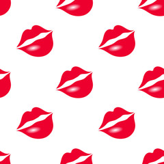 Isolated Red Seductive Lips Seamless Pattern