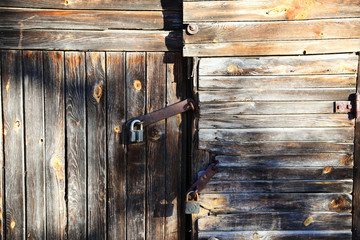 lock on old wooden door