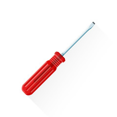 vector flat-blade screwdriver illustration icon.