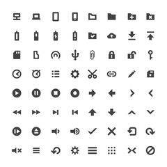 vector solid monochrome software icons set.
