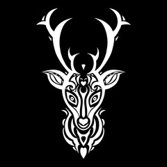 Deer head. Polynesian tattoo style