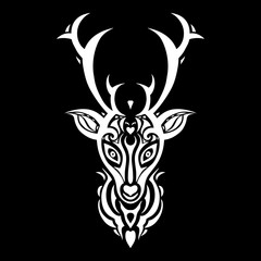 Deer head. Polynesian tattoo style