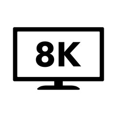 8K full ultra HD / UHD HDTV flat icon for apps and websites
