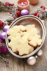 Christmas cookies in star and heart shape