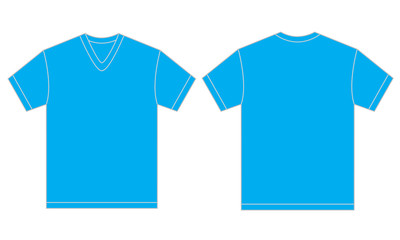 Light Blue V-Neck Shirt Design Template For Men