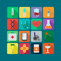 Medicine flat icon set