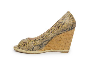 Obraz premium Biege high heel shoes isolated on white