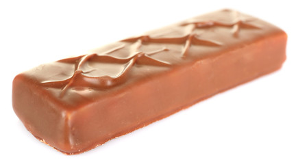 Tasty chocolate bar isolated on white background